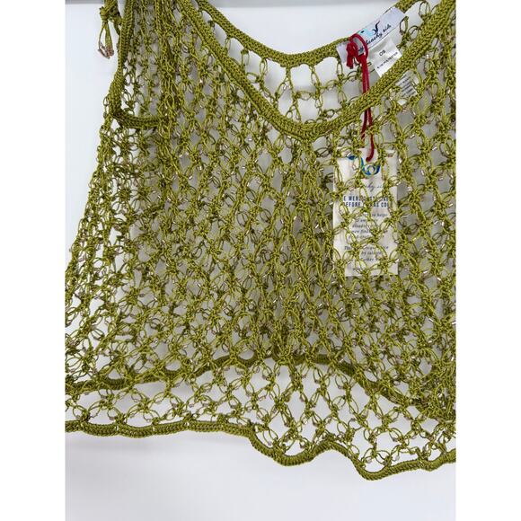My Beachy Side Hand Crocheted Beaded Net Top Moss Green - Picture 6 of 7